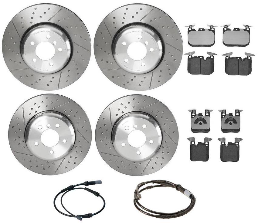 Brembo Brake Pads and Rotors Kit - Front and Rear (370mm/345mm) (Low-Met)